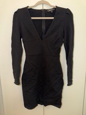 Lulus Black Long-Sleeve V-Neck Bodycon Dress